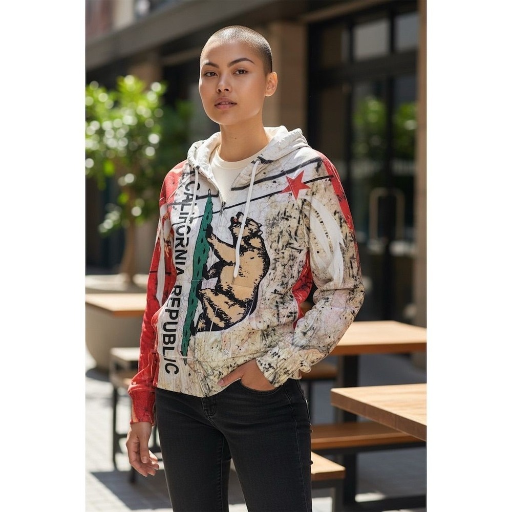 Passion-I California Republic Hoodie Unisex L Graphic Print streetwear full zip‎